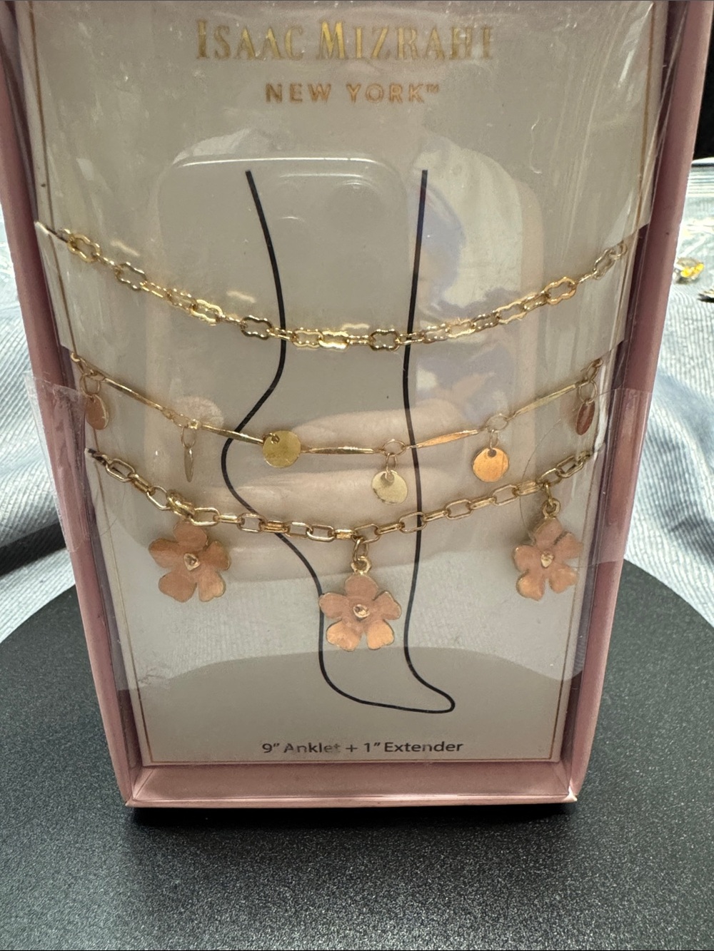 Isaac Mizrahi Gold and Rose Gold Layered Anklet Set anklets